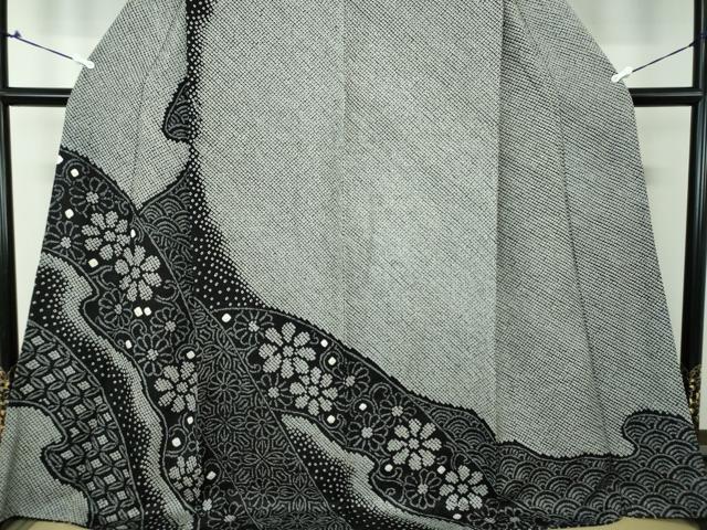 平和屋着物○訪問着 総絞り 吉祥花文 黒地 正絹 逸品 DAAS3157ps