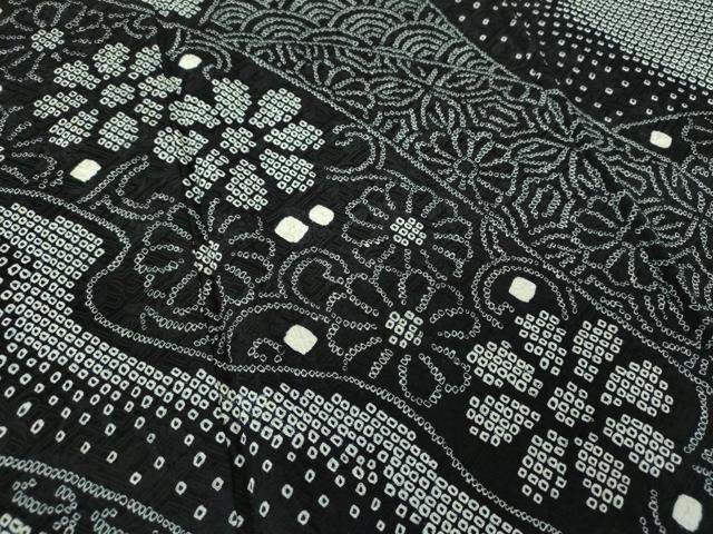 平和屋着物○訪問着 総絞り 吉祥花文 黒地 正絹 逸品 DAAS3157ps