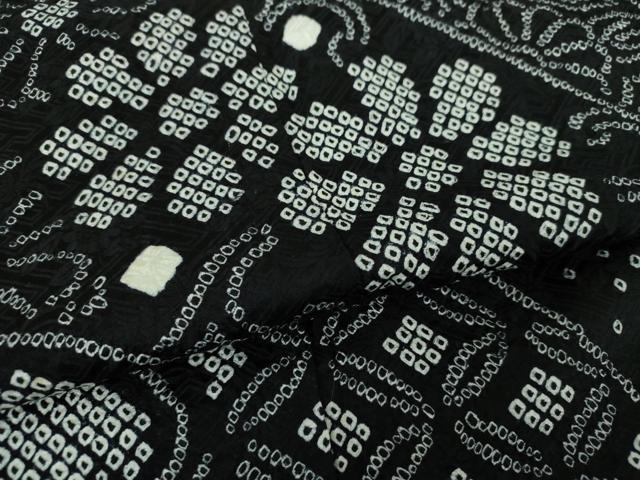 平和屋着物○訪問着 総絞り 吉祥花文 黒地 正絹 逸品 DAAS3157ps