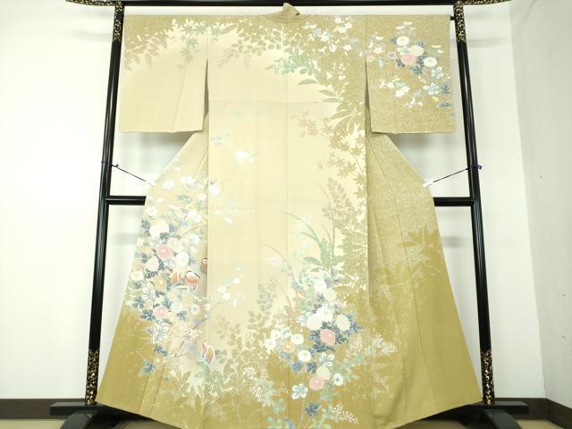 平和屋着物●訪問着　鴛鴦花文　シルエット　暈し染め　正絹　逸品　DAAS3159ps