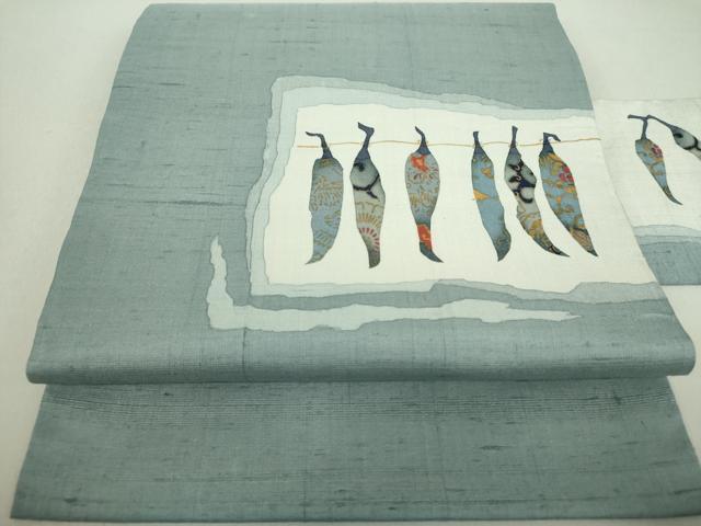 平和屋着物●九寸名古屋帯　紬地　成り物　唐辛子　金彩　やまと誂製　正絹　逸品　DAAS3226ps