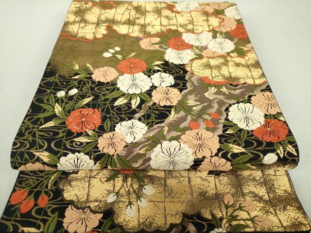 平和屋着物●西陣の名門　加納幸謹製　六通柄袋帯　唐織　能花譜　金糸　正絹　逸品　DAAS3231ps