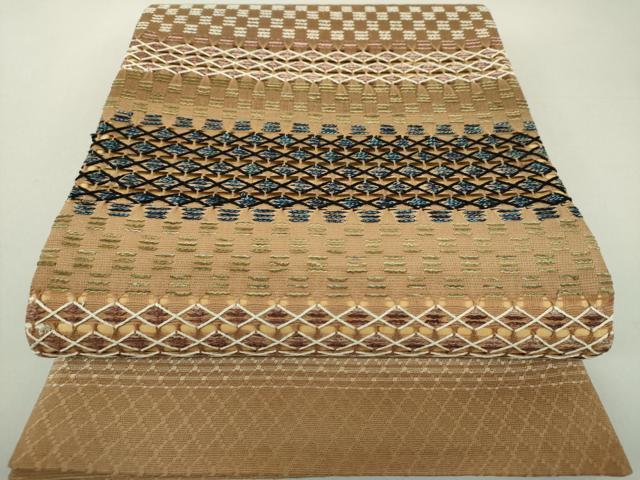 平和屋着物●太鼓柄袋帯　もじり織　横段文　正絹　逸品　DAAS3232ps