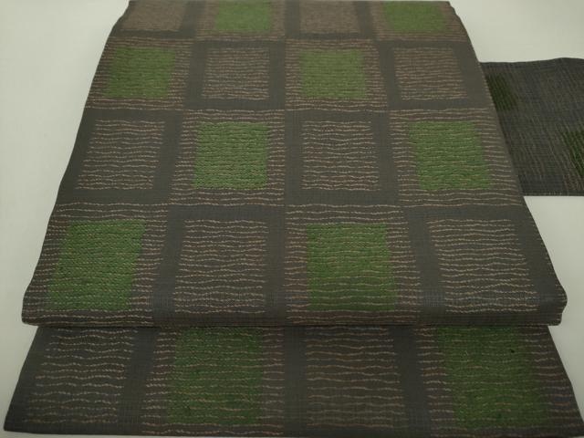 平和屋着物●九寸名古屋帯　変わり格子　正絹　逸品　DAAS3239ps