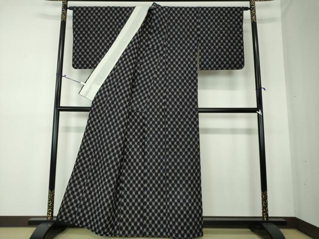 平和屋着物▽久留米絣 単衣 菱文 綿 逸品 DAAS3246ps