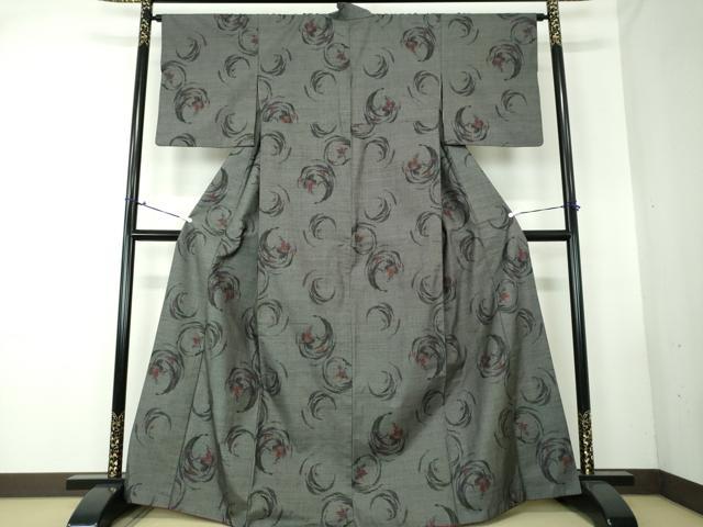 平和屋着物●本場大島紬　9マルキ　草花丸文　正絹　逸品　DAAV1328tw 平和屋着物○本場大島紬 9マルキ 草花丸文 正絹 逸品 DAAV1328tw