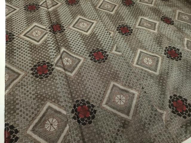 平和屋着物○本場大島紬 龍郷絣 菱花文 正絹 逸品 CAAS0195th 平和屋