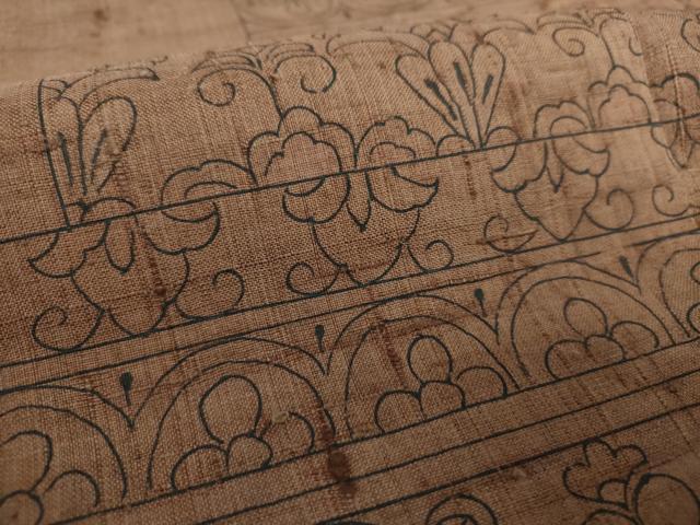 平和屋着物○生紬 訪問着 更紗花文 正絹 逸品 DAAS3291ps