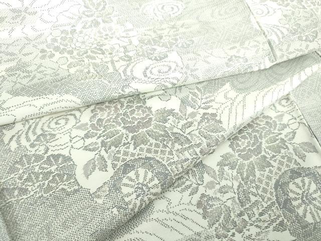 平和屋着物●本場大島紬　白大島　9マルキ　流水雪輪花車文　正絹　逸品　未使用　DAAS3324ps
