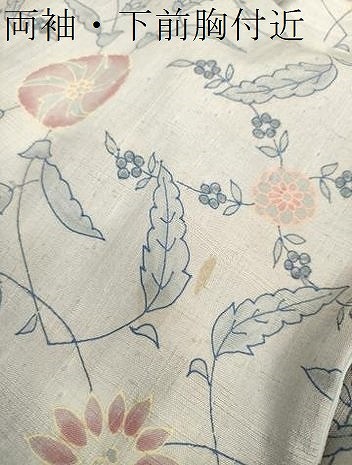 平和屋着物○生紬 手描き 更紗花文 正絹 逸品 DAAS3325ps