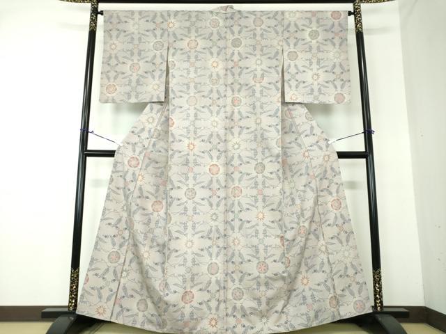 平和屋着物●生紬　手描き　更紗花文　正絹　逸品　DAAS3325ps 平和屋着物○生紬 手描き 更紗花文 正絹 逸品 DAAS3325ps