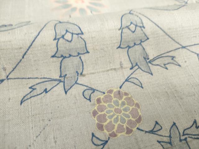 平和屋着物○生紬 手描き 更紗花文 正絹 逸品 DAAS3325ps