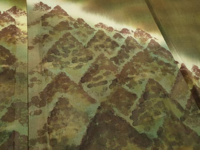 平和屋着物○男性 訪問着 紬地 手描き 遠山樹林文 正絹 逸品 DAAS3342ps 