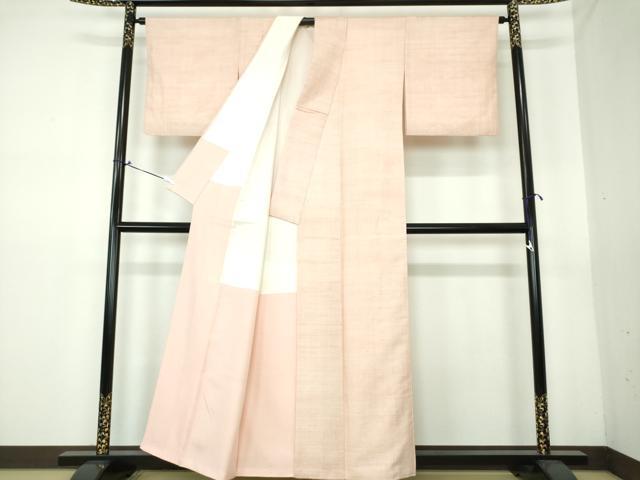 平和屋着物○本場結城紬 重要無形文化財 薄柿色 正絹 逸品 DAAT1517tw