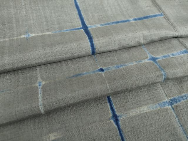 平和屋着物○上質な紬 藍 変わり格子 高島屋扱い 正絹 逸品 DAAS3394ps