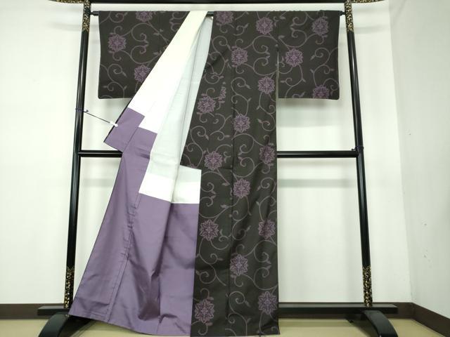 平和屋着物●上質な紬　草花文　正絹　逸品　AABA7814ph 平和屋着物○上質な紬 草花文 正絹 逸品 AABA7814ph