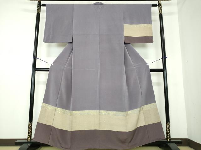 平和屋着物●訪問着　駒刺繍　鹿の子横段文　鬼しぼ縮緬　金彩　正絹　逸品　DAAS3429ps 平和屋着物○訪問着 駒刺繍 鹿の子横段文 鬼しぼ縮緬 金彩