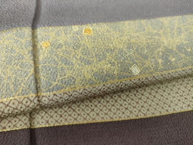 平和屋着物○訪問着 駒刺繍 鹿の子横段文 鬼しぼ縮緬 金彩