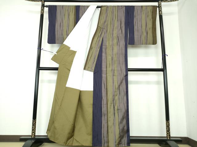 平和屋着物○伝統工芸士 七代目 吉澤与市 紬 絞り 間道