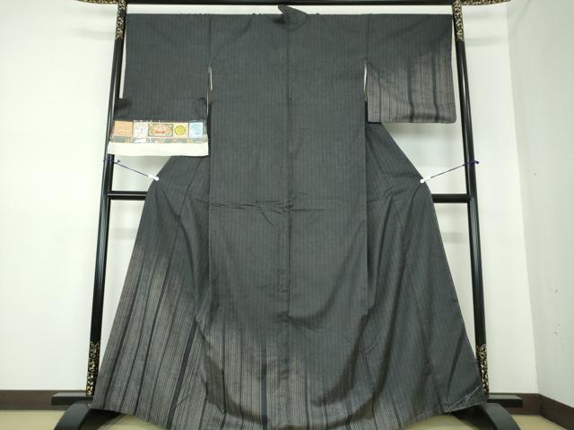 平和屋着物●インド・アッサム　野蚕糸　手織　ムガシルク　本場縞大島紬　訪問着　変わり間道　寿紬工場謹製　証紙付き　逸品　DAAS3456ps