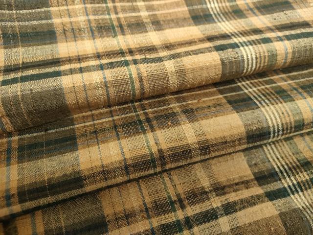 平和屋着物●郡上紬　草木染　変わり格子　正絹　逸品　DAAS3467ps
