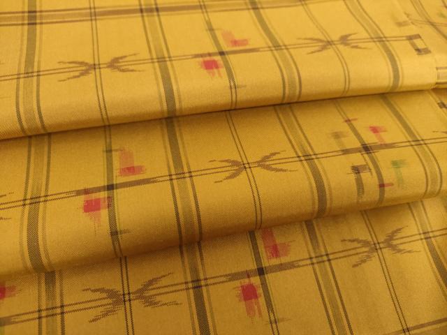 平和屋着物●上質な紬　変わり格子　正絹　逸品　DAAS3485ps