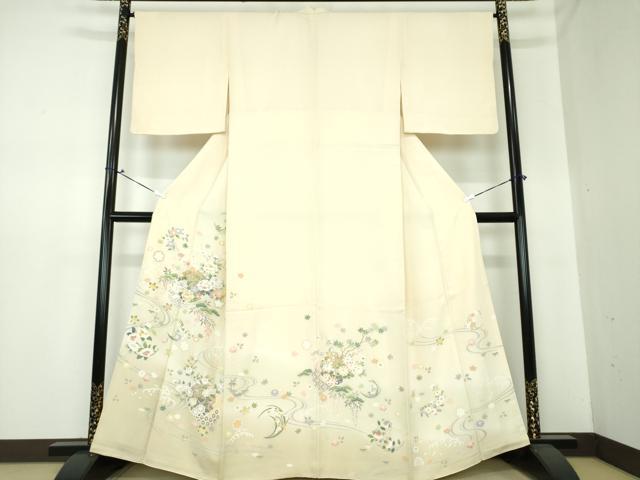平和屋着物●色留訪問着　駒刺繍　流水雪輪吉祥花文　暈し染め　金彩　正絹　逸品　DAAS3486ps