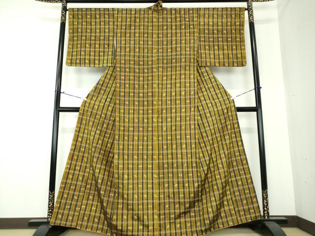 平和屋着物▽上質な紬　単衣　琉球絣文様　正絹　逸品　DAAS0536az 平和屋着物▽上質な紬 単衣 琉球絣文様 正絹 逸品 DAAS0536az 平和