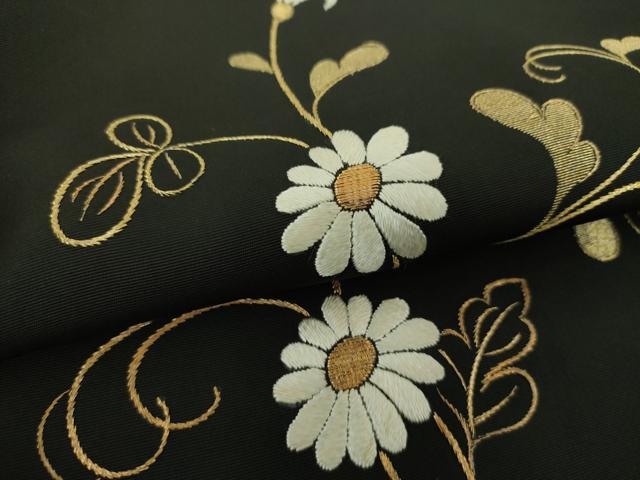 平和屋着物＃道行コート　刺繍　輪奈織　草花文　黒地　正絹　逸品　CAAV5735id 平和屋着物＃道行コート 刺繍 輪奈織 草花文 黒地 正絹 逸品