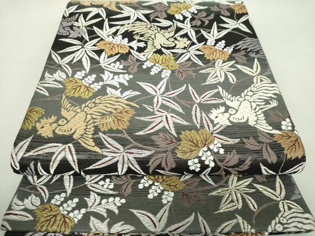 平和屋着物●両面　全通柄袋帯　唐織　桐竹鳳凰　金銀糸　正絹　逸品　DAAS3554ps