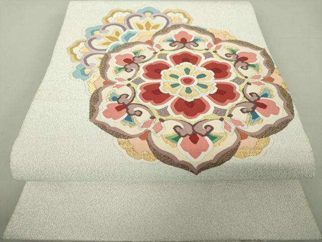 平和屋着物●爪掻き本綴れ　八寸名古屋帯　正倉院花文　金銀糸　正絹　逸品　DAAS3588ps