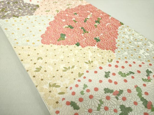 平和屋着物○六通柄袋帯 唐織 芳彩美術織物 春秋御苑 金糸