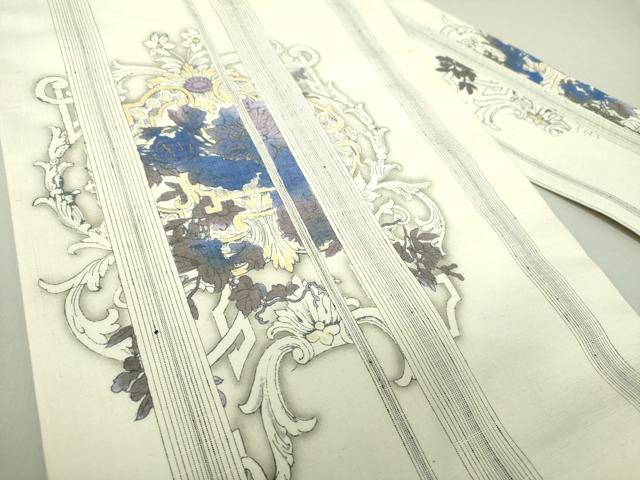 平和屋着物○九寸名古屋帯 紬地 洋花文 金彩 正絹 逸品 DAAS3592ps