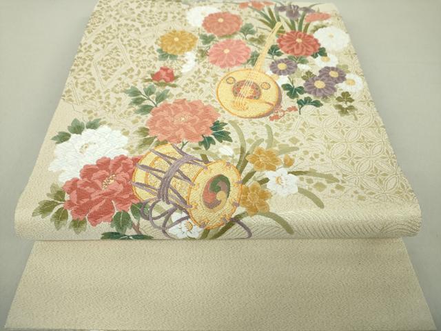 平和屋着物●西陣最高峰・北尾織物匠　綴れ　太鼓柄袋帯　唐織　麗華佳節文　金糸　正絹　逸品　DAAS3607ps