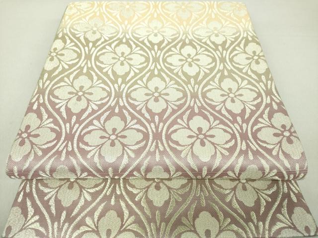 平和屋着物●全通柄袋帯　立涌花文　金糸　正絹　逸品　DAAS3614ps