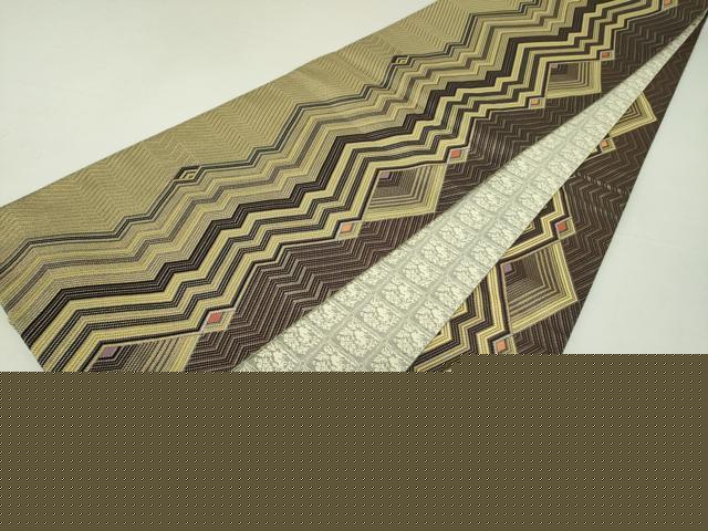 平和屋着物○本場筑前博多織 両面 全通柄袋帯 古稀染 黒田間