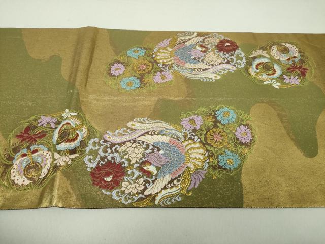 平和屋着物○西陣 高島織物謹製 六通柄袋帯 繻珍織 鳳凰花