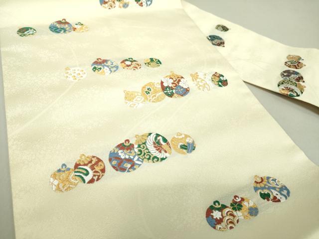 平和屋着物○九寸名古屋帯 唐織 鈴花文 金糸 正絹 逸品 未使用