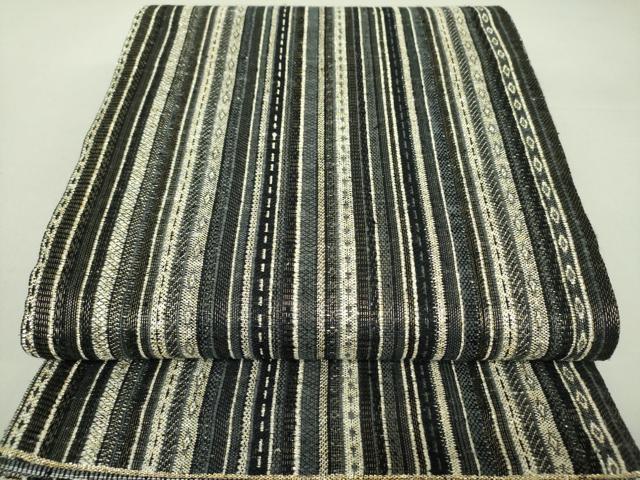 平和屋着物●両面　全通柄袋帯　変わり間道　金糸　正絹　逸品　DAAS3645ps