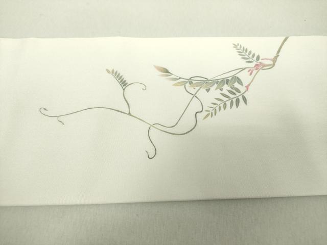 平和屋着物○塩瀬 九寸名古屋帯 友禅 作家物 藤花房 正絹 逸品