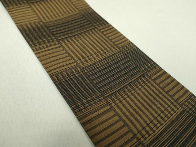平和屋着物○男性 両面 角帯 梵字 変わり市松 金糸 正絹 逸品 DAAS3654ps 