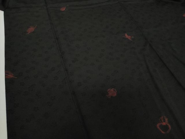 平和屋着物●上質な小紋　彫士・矢田昇　染士・服部賽洞　打出の小槌　飛鶴文　有栖川文様　黒地　正絹　逸品　DAAS3687ps 平和屋着物○上質な小紋 彫士・矢田昇 染士・服部賽洞