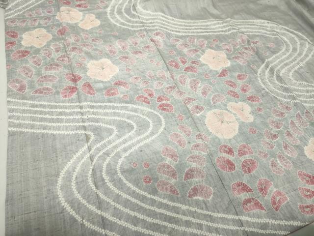 平和屋着物○生紬 訪問着 総絞り 流水花文 正絹 逸品 DAAS3702ps