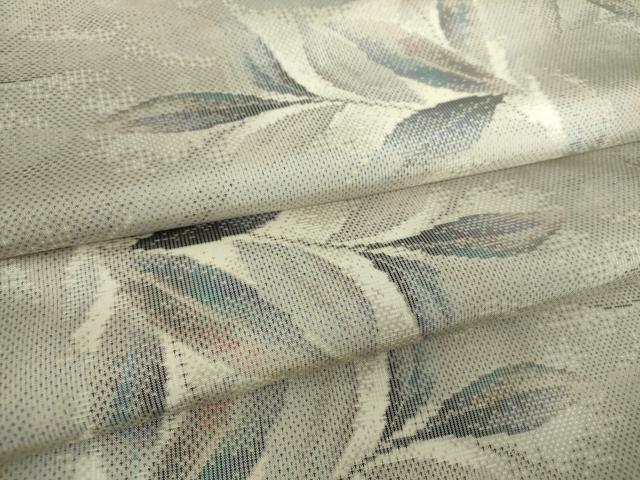 平和屋着物○本場大島紬 白大島 9マルキ 総絣 枝葉文 正絹 逸品