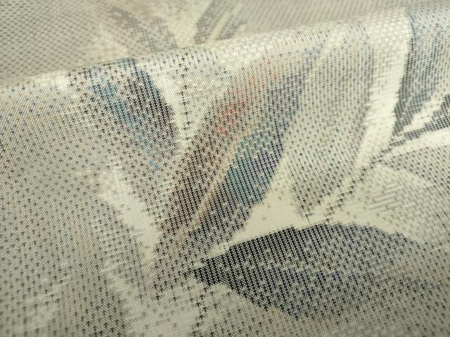 平和屋着物○本場大島紬 白大島 9マルキ 総絣 枝葉文 正絹 逸品
