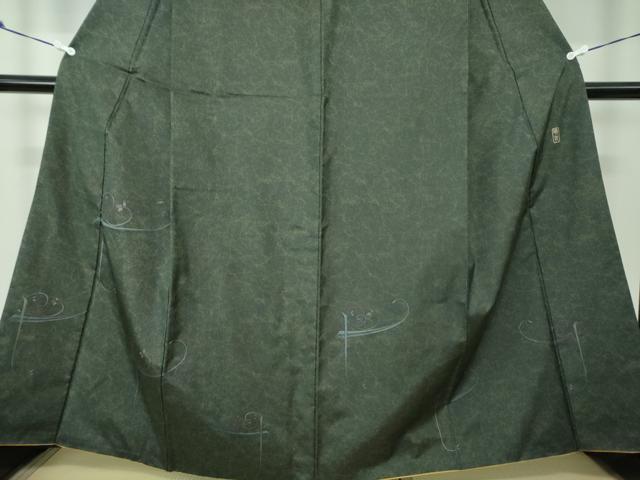 平和屋着物○本場縞大島紬 訪問着 染大島 作家物 花唐草文