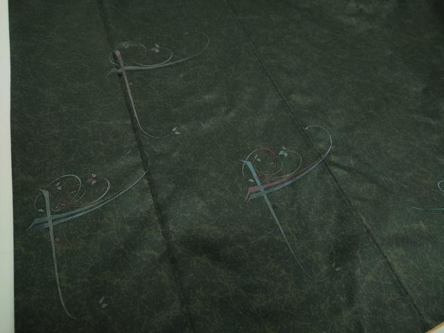 平和屋着物○本場縞大島紬 訪問着 染大島 作家物 花唐草文