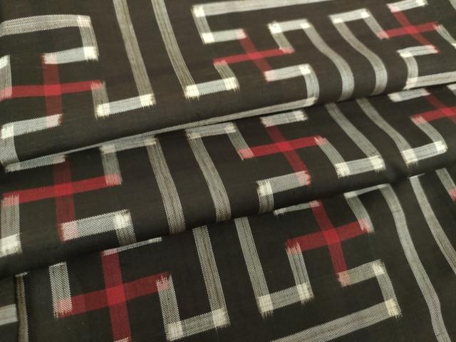 平和屋着物●本場大島紬　龍郷絣　秋名バラ　正絹　逸品　DAAS3712ps