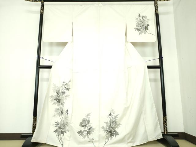 平和屋着物○訪問着 紬地 手描き 草木文 鈴乃屋扱い 胴抜き仕立て