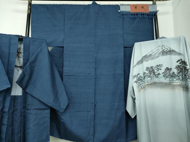 平和屋着物●男性　紬　アンサンブル・長襦袢(袷)セット　キングサイズ　長羽織　昇龍　証紙付き　正絹　逸品　DAAS3733ps